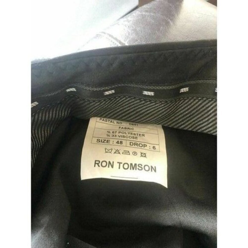 Ron Tomson Black Satin Men’s Formal Dress Pants Size 48 Classic Fit - Picture 5 of 11